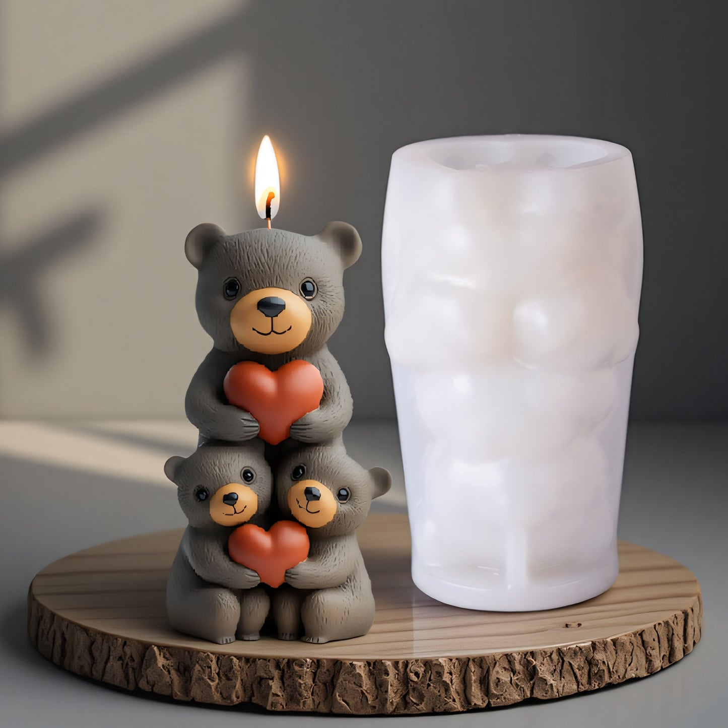 Cute Stackable Teddy Bears Silicone Scented Candle Mold