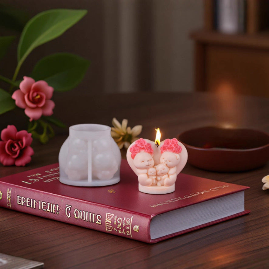 Valentine's Day Rose Bear Scented Candle Silicone Mold