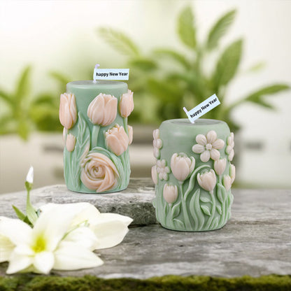 3D Blooming Flower Pillar Silicone Candle Mold