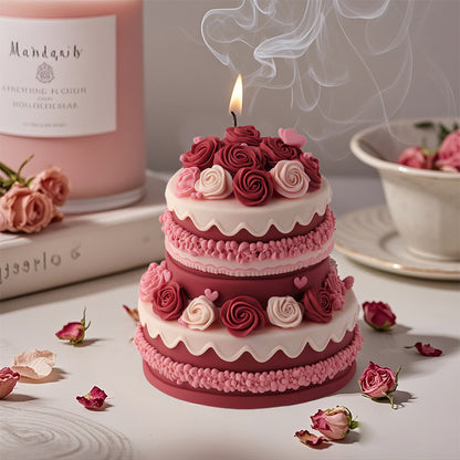 3D Rose Flower Topped Cake Silicone Mold for Candle Making