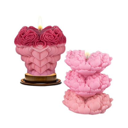 3D Rose Floral Heart Silicone Candle Mold