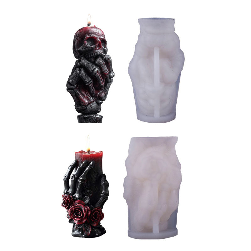 Halloween 3D Skull Hand Silicone Candle Mold