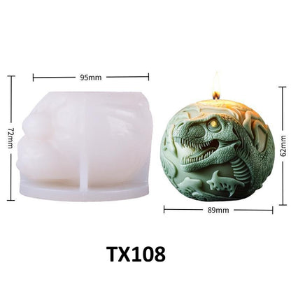 3D Sphere Dinosaur Relief Silicone Candle Mold