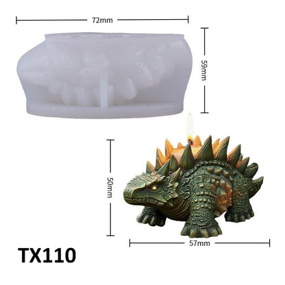 3D Armored Dinosaur Sculpture Candle Mold