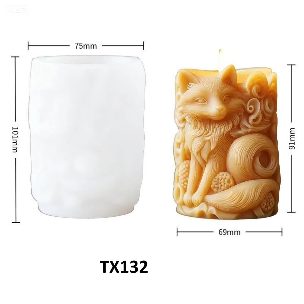 3D Relief Fox Scented Candle Silicone Mold