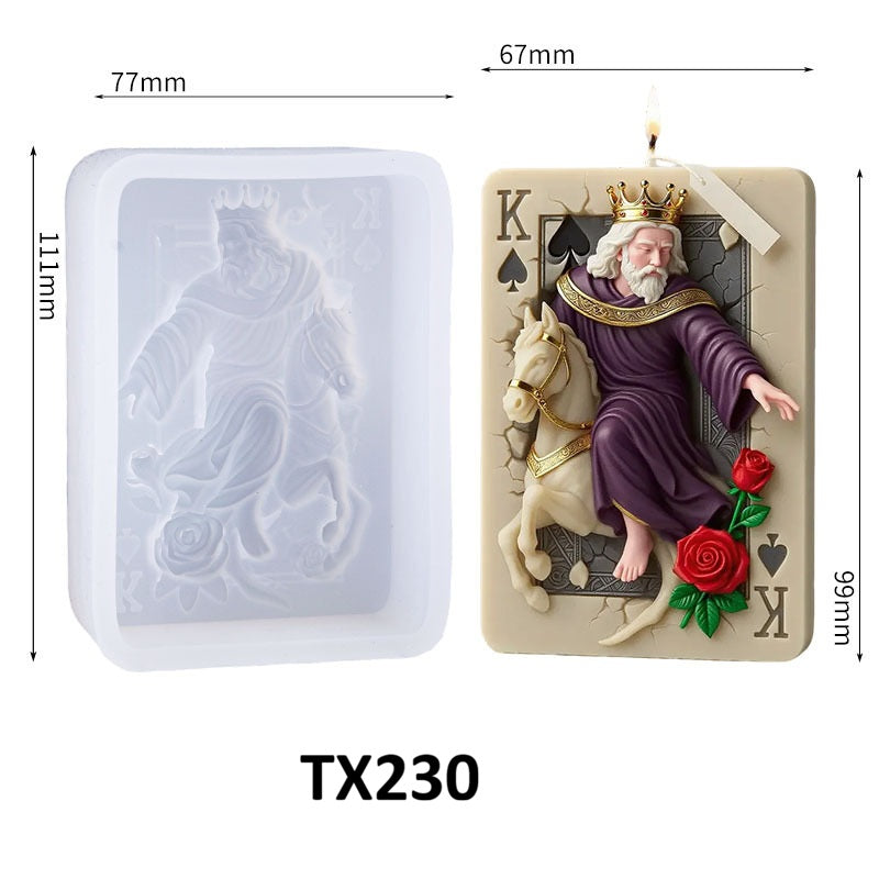 3D Relief Playing Card King Silicone Candle Mold