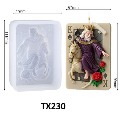 3D Relief Playing Card King Silicone Candle Mold