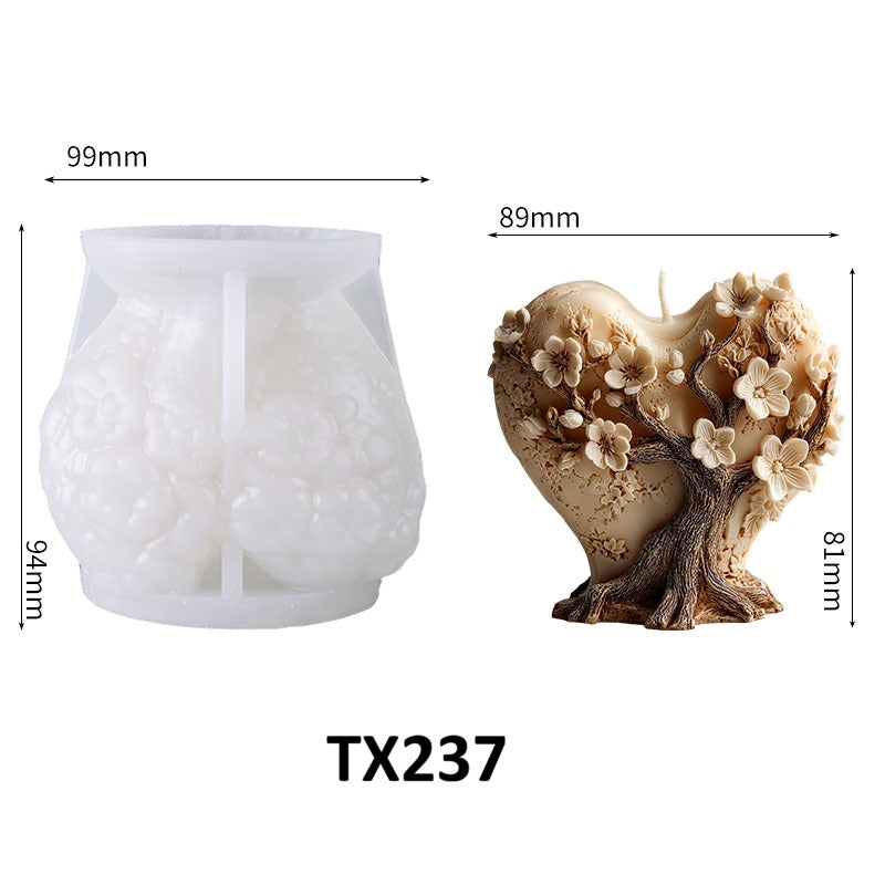 Love Heart Tree Scented Candle Silicone Mold
