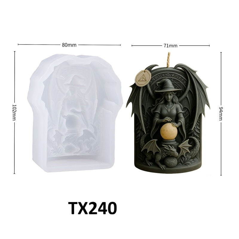 3D Relief Witch Scented Candle Silicone Mold