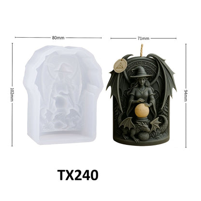 3D Relief Witch Scented Candle Silicone Mold