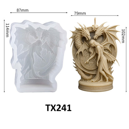3D Elf and Twin Dragons Silicone Candle Mold