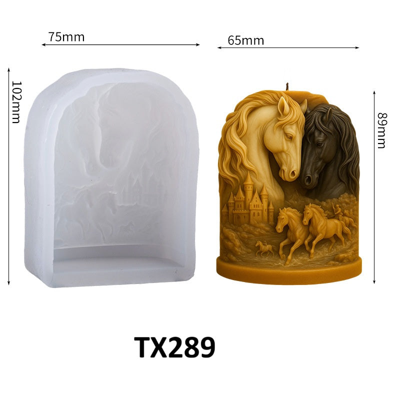 3D Relief Horse & Castle Silicone Mold