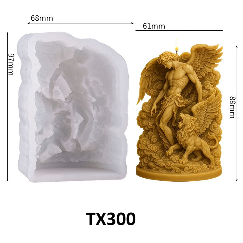 3D Winged Lion Angel Candle Silicone Mold