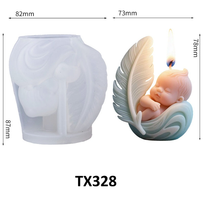 Feather Cradle Baby Candle Silicone Mold