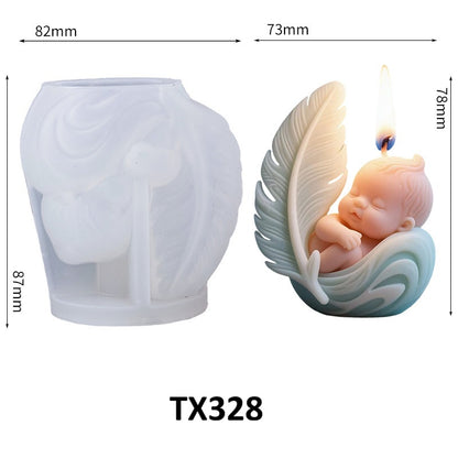 Feather Cradle Baby Candle Silicone Mold