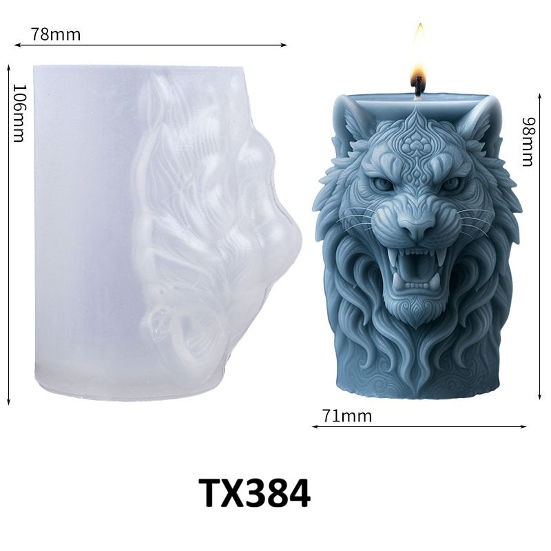 3D Relief Lion Head Scented Candle Silicone Mold