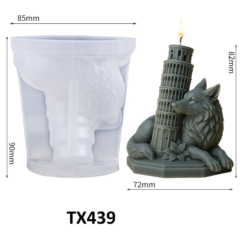 Wolf & Leaning Tower of Pisa Candle Silicone Mold