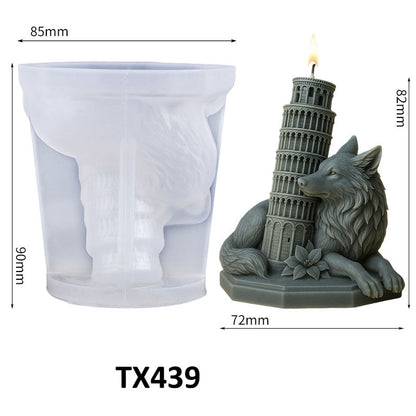 Wolf & Leaning Tower of Pisa Candle Silicone Mold