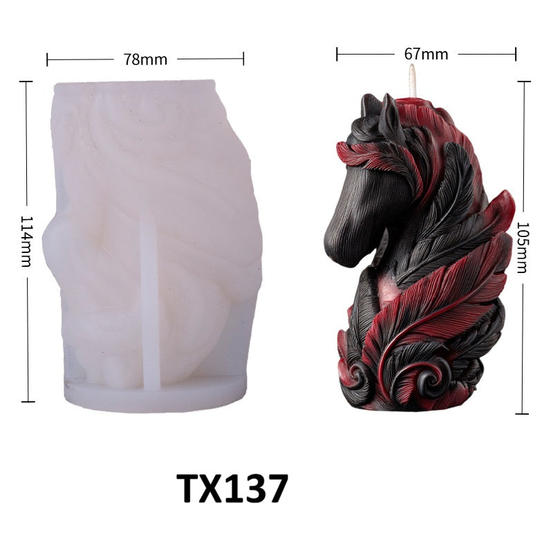 3D Feathered Horse Head Silicone Mold