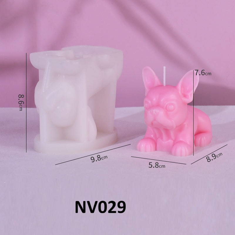 3D French Bulldog Silicone Candle Mold