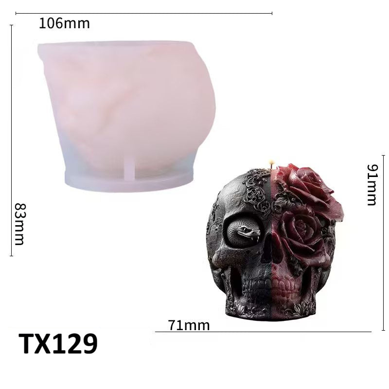 Gothic Skull & Serpentine Floral Silicone Mold