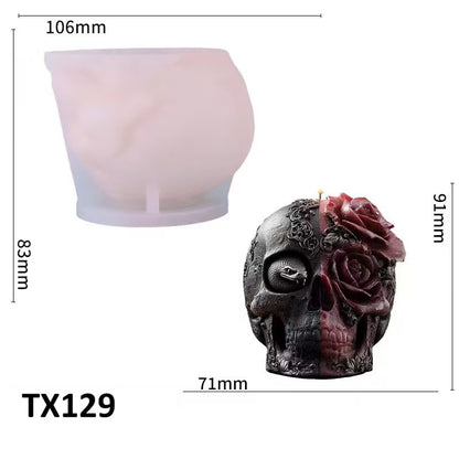 Gothic Skull & Serpentine Floral Silicone Mold