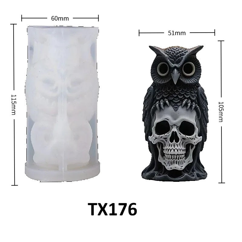 Halloween Owl Skull Silicone Candle Mold