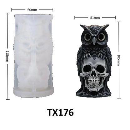 Halloween Owl Skull Silicone Candle Mold