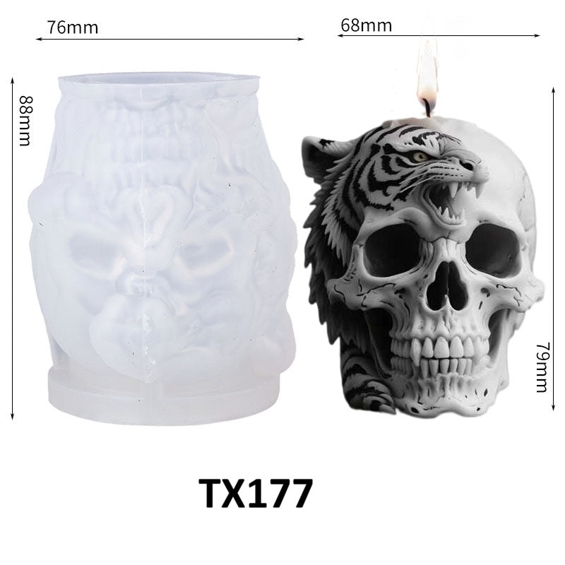 3D Tiger Skull Silicone Candle Mold