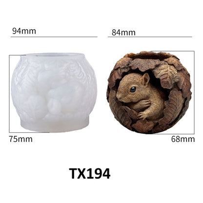 3D Relief Squirrel Scented Candle Silicone Mold