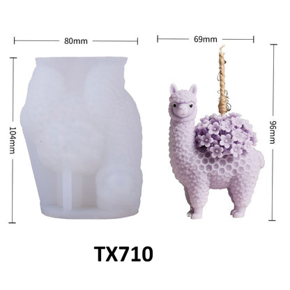 Cute Alpaca with Flower Silicone Mold