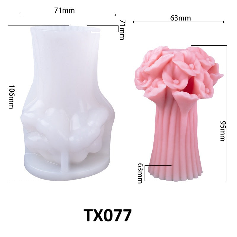 3D Flower Bouquet Candle Silicone Mold