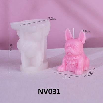 3D French Bulldog Silicone Candle Mold