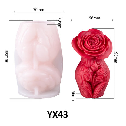Valentine's Day 3D Rose Art Silicone Candle Mold