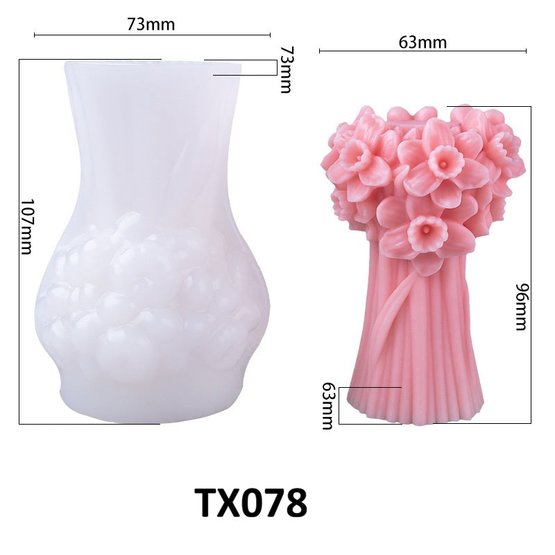 3D Flower Bouquet Candle Silicone Mold