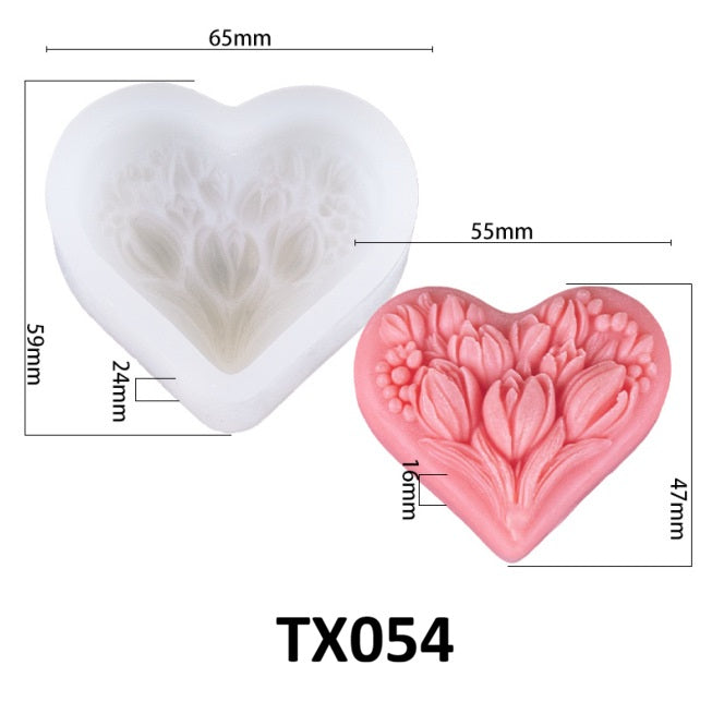 Heart Tulip Scented Candle Silicone Mold