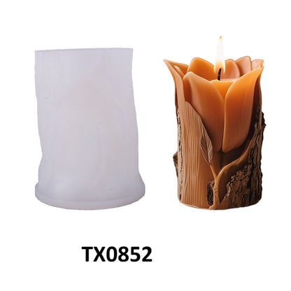 Floral Tree Stump Scented Candle Silicone Mold