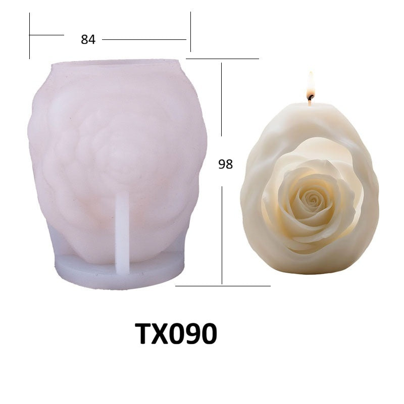 3D Rose Flower Ball Silicone Candle Mold