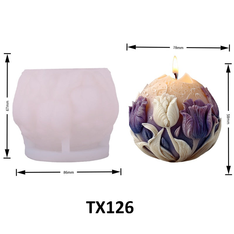 Spherical Moon & Floral Scented Candle Silicone Mold