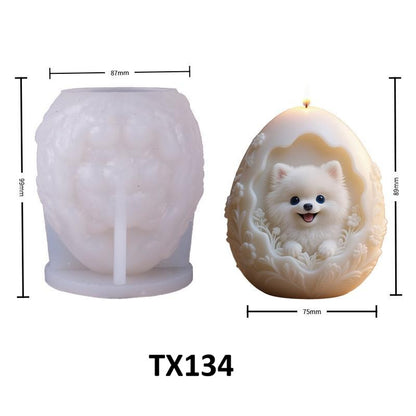 Egg-Shaped Puppy Relief Silicone Candle Mold