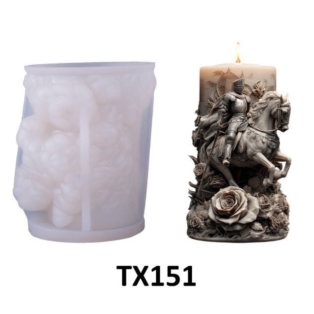 Rose Knight on Horseback Scented Candle Silicone Mold