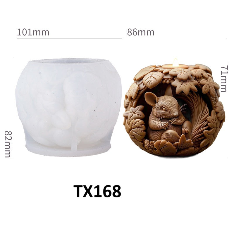 Christmas Squirrel Silicone Scented Candle Mold