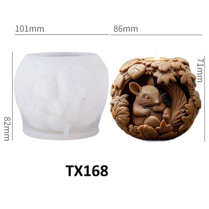 Christmas Squirrel Silicone Scented Candle Mold