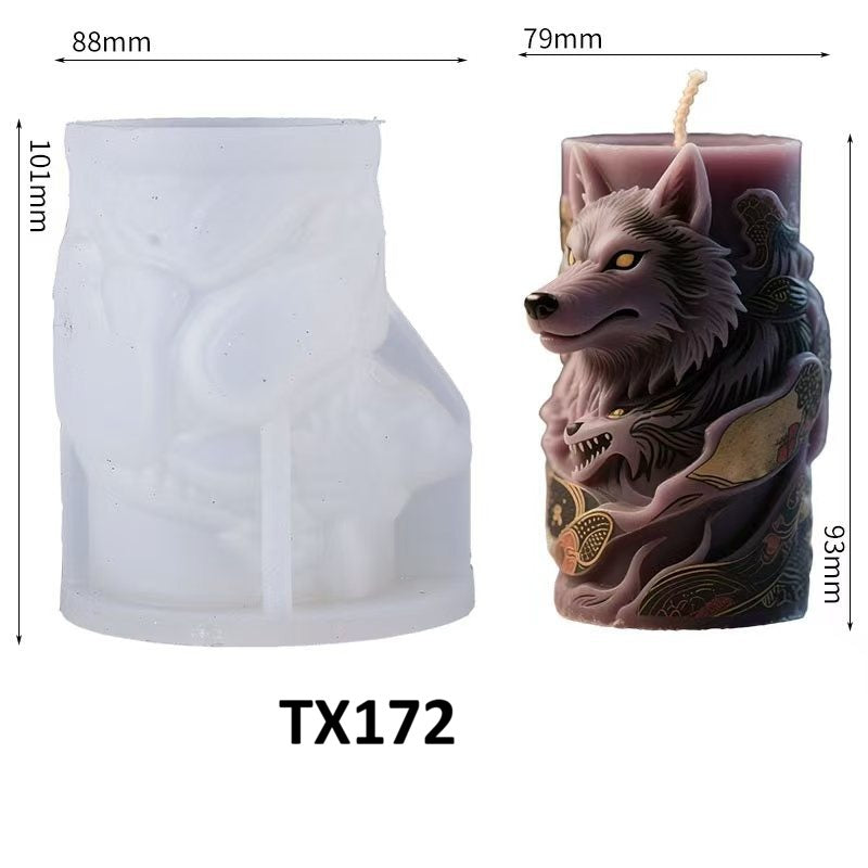 Embossed Wolf Scented Candle Silicone Mold