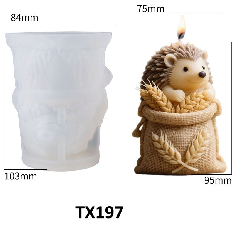 Christmas Hedgehog in Wheat Bag Scented Candle Silicone Mold