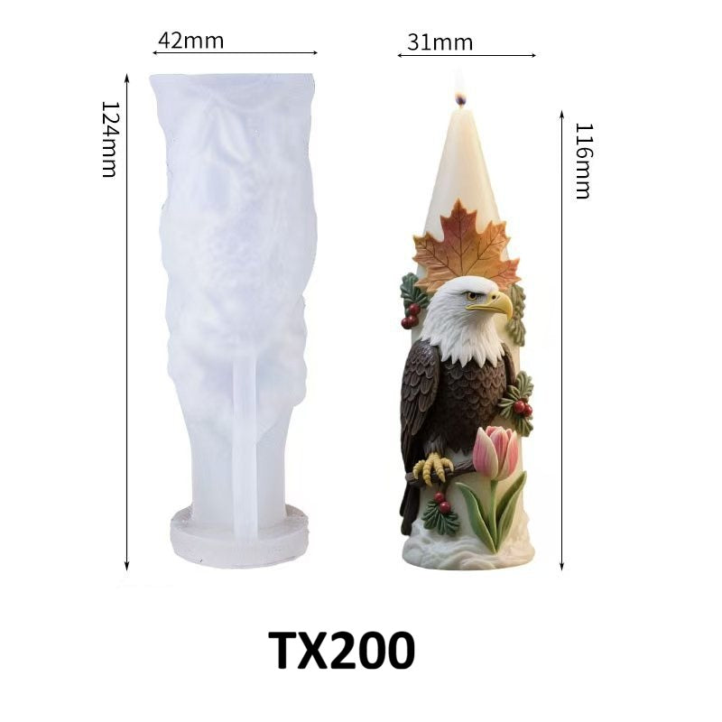 3D Bald Eagle with Autumn Leaves Silicone Candle Mold