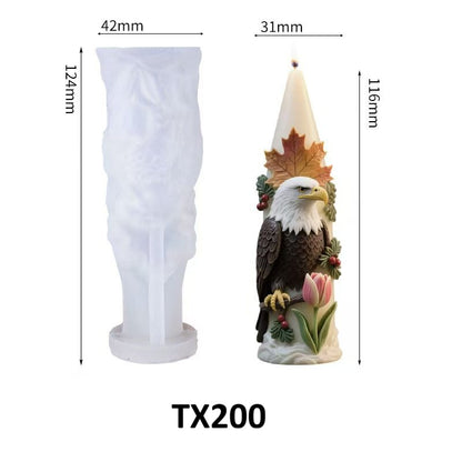 3D Bald Eagle with Autumn Leaves Silicone Candle Mold