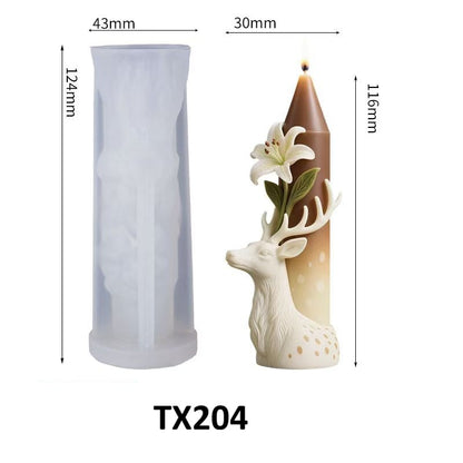 Stag Head & Lily Blossom Silicone Candle Mold