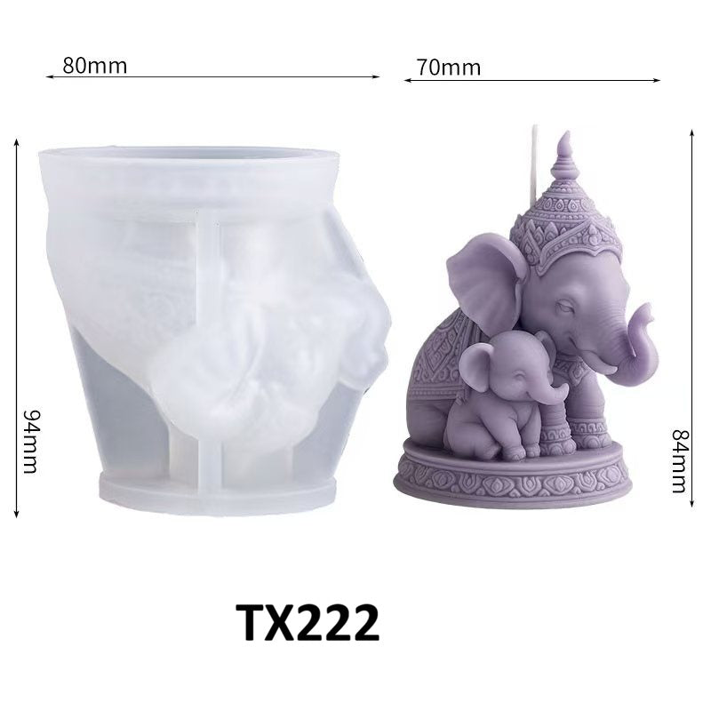 Mother and Baby Elephant Scented Candle Silicone Mold
