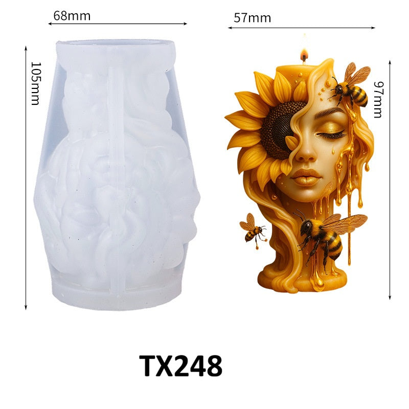 3D Sunflower Portrait Scented Candle Silicone Mold
